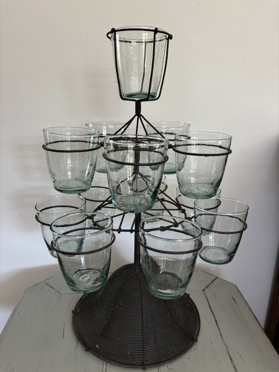 Tres original porte lumignons en fil fer tressé vers 1920 porte bougie art nouveau