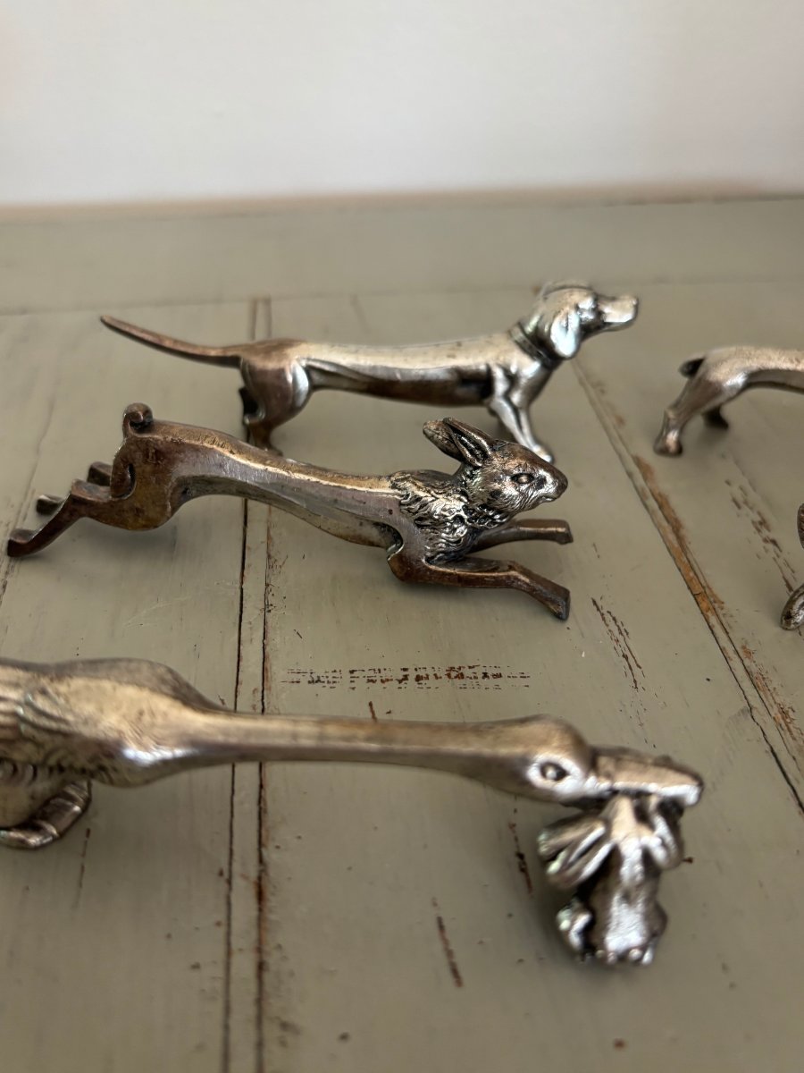 12 Art Deco Silver-plated Metal Animal Knife Rests In The Style Of Sandoz Rabier 1930-photo-2