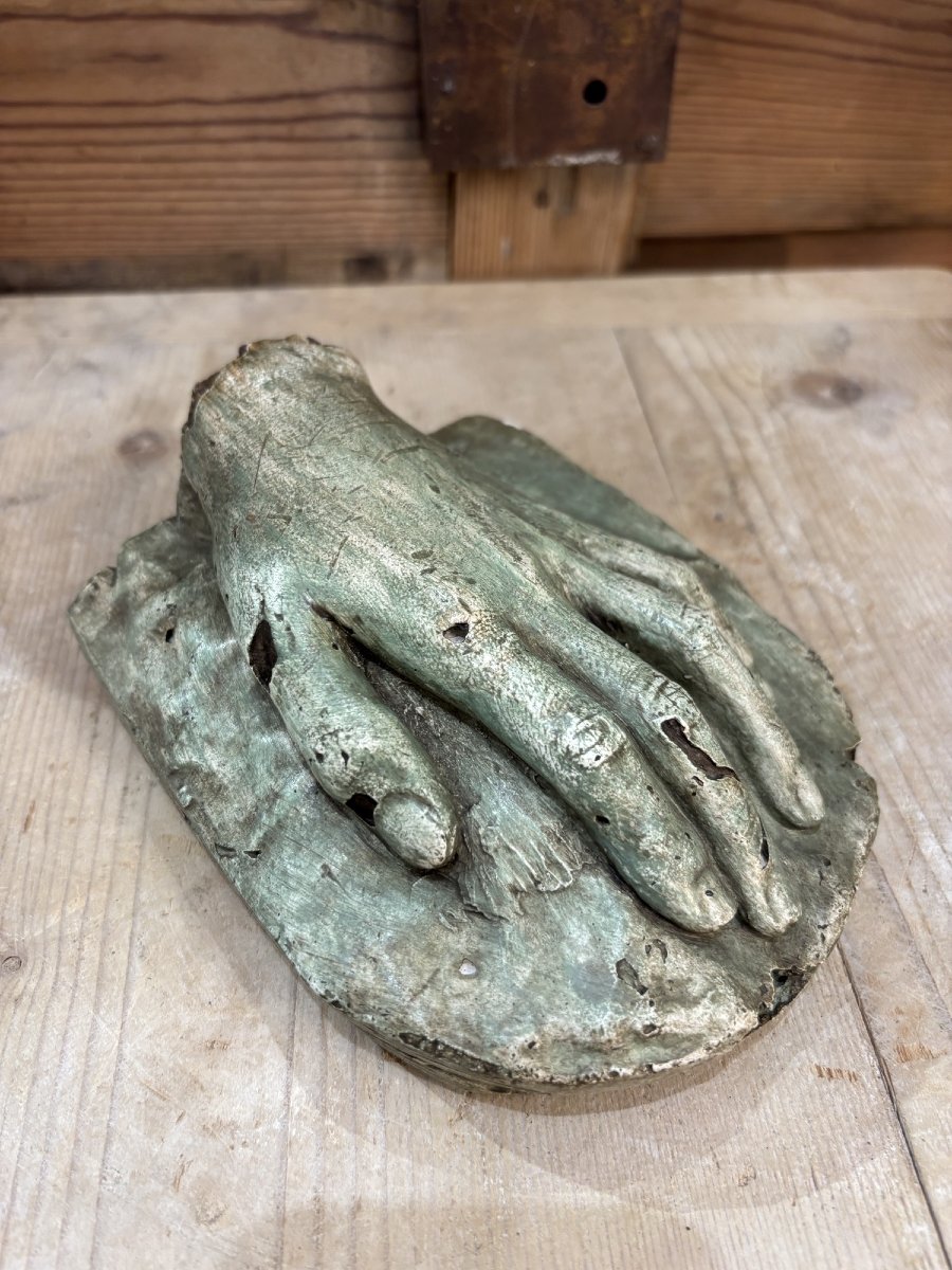 Ancien platre d'atelier , étude de main vers 1900 plâtre statue -photo-2