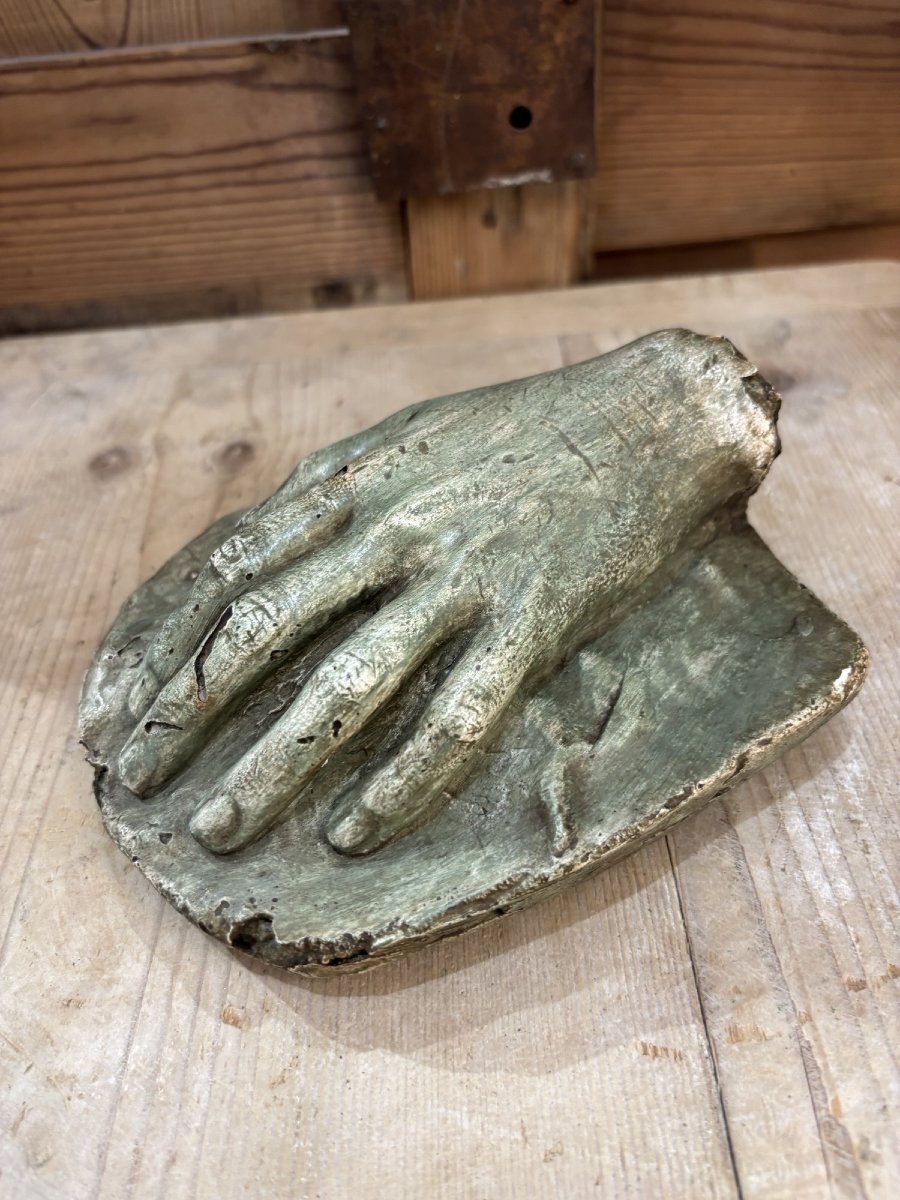 Ancien platre d'atelier , étude de main vers 1900 plâtre statue -photo-3
