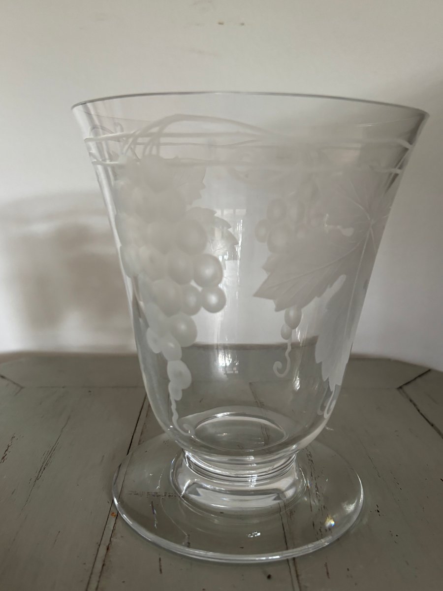 Antique Baccarat Crystal Grape And Vine Vase Mid 20th Century For Delvaux Paris-photo-2