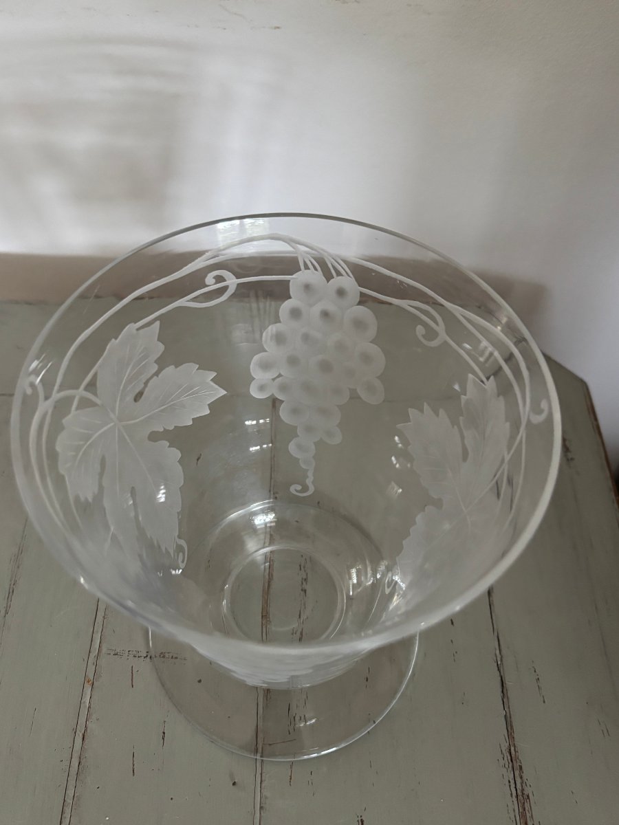 Antique Baccarat Crystal Grape And Vine Vase Mid 20th Century For Delvaux Paris-photo-3