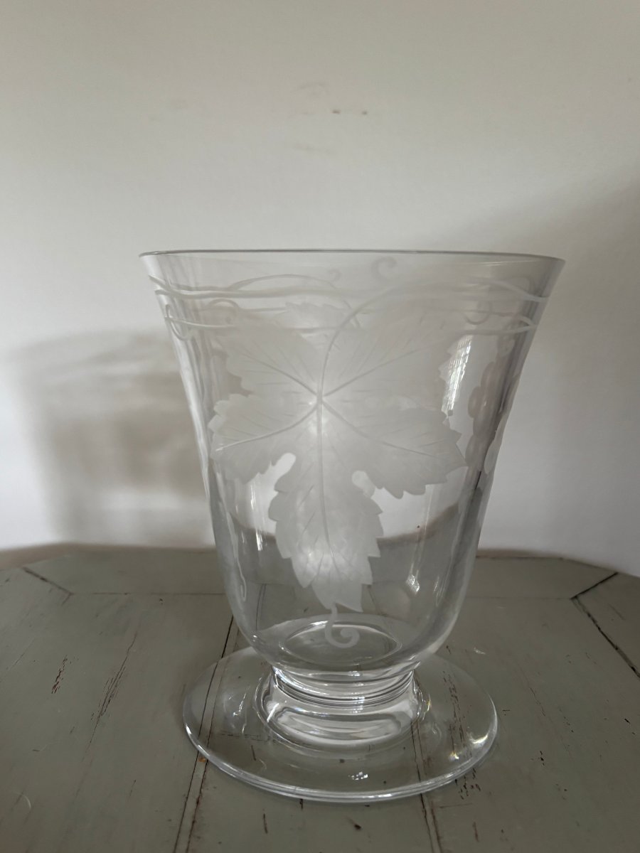 Antique Baccarat Crystal Grape And Vine Vase Mid 20th Century For Delvaux Paris-photo-2