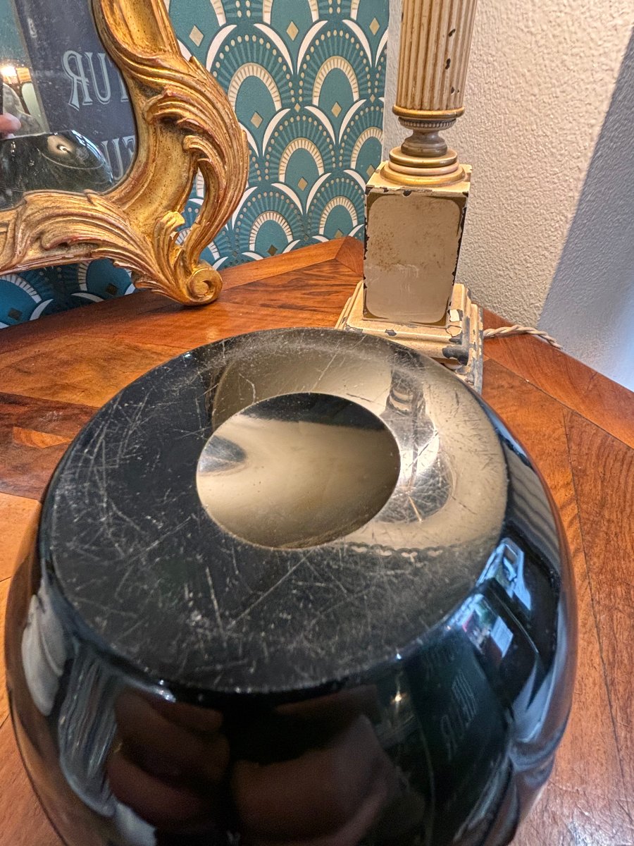 Antique Bottle Green Ball Vase By Legras Art Deco Circa 1925 Era Daum Gallé-photo-7