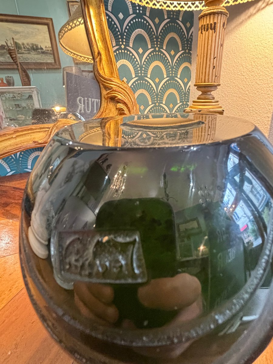 Antique Bottle Green Ball Vase By Legras Art Deco Circa 1925 Era Daum Gallé-photo-8