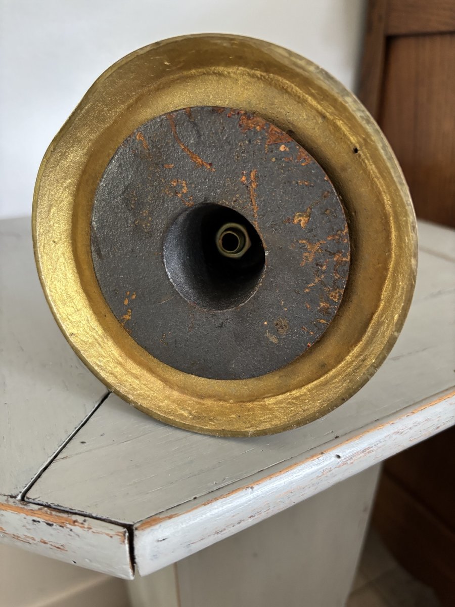 Ancienne lampe de bureau vers 1900 art nouveau bronze  avec sa tulipe-photo-6