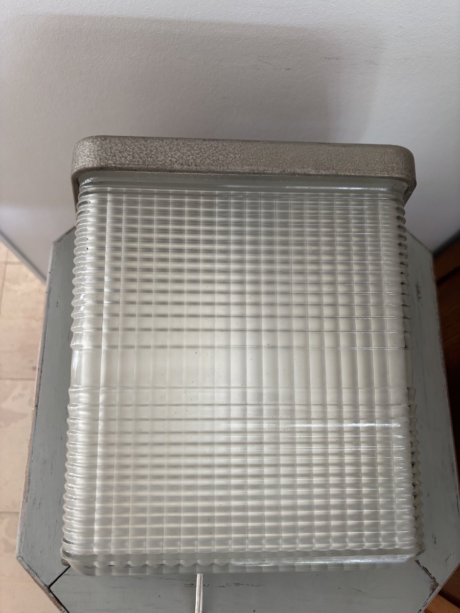 Vintage Holophane France Wall Sconce, Perzel Style, Mid-20th Century, Industrial Loft Ceiling Light-photo-2