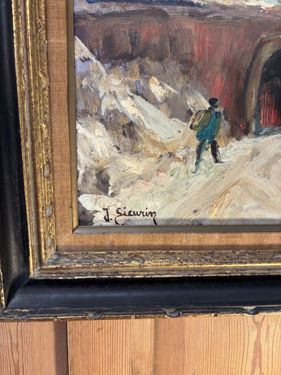 ancien tableau post impressionniste par Jean Sieurin Ecole de Rouen Fresquienne huile  panneau-photo-4