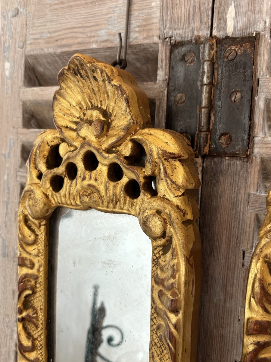 Antique Pair Of 19th-century Gilded Wooden Wall Sconces -photo-2