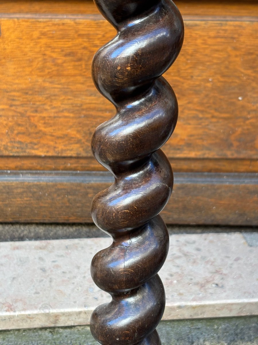 Antique Chapel Candleholder, 19th Century, Louis XIII Style, Turned Wood-photo-4