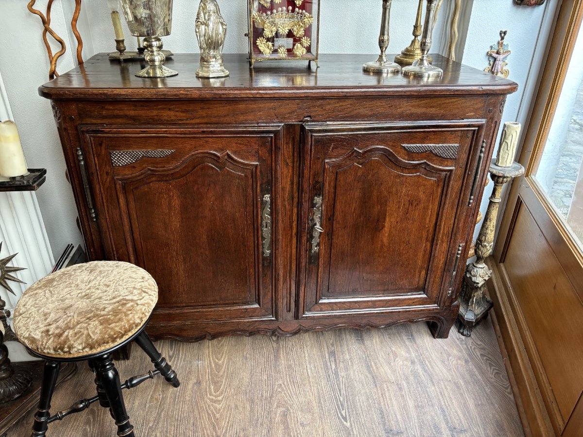 Ancien buffet de propriété 2 portes en chêne époque Regence XVIII eme siècle -photo-2