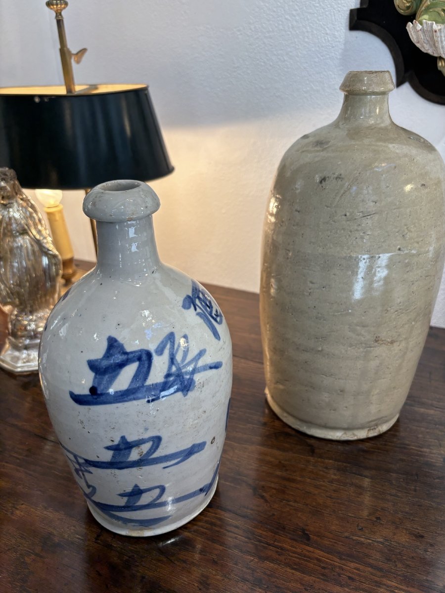 Set Of 2 Tokkuri Porcelain Bottles From Japan, Late 19th-century Sake Ceramics -photo-4