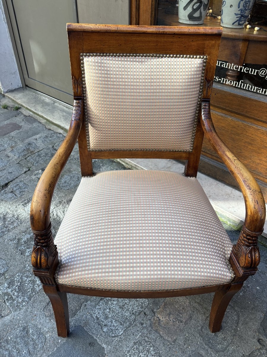 Ancienne paire de fauteuils fin du XIX eme siècle bois fruitier-photo-3