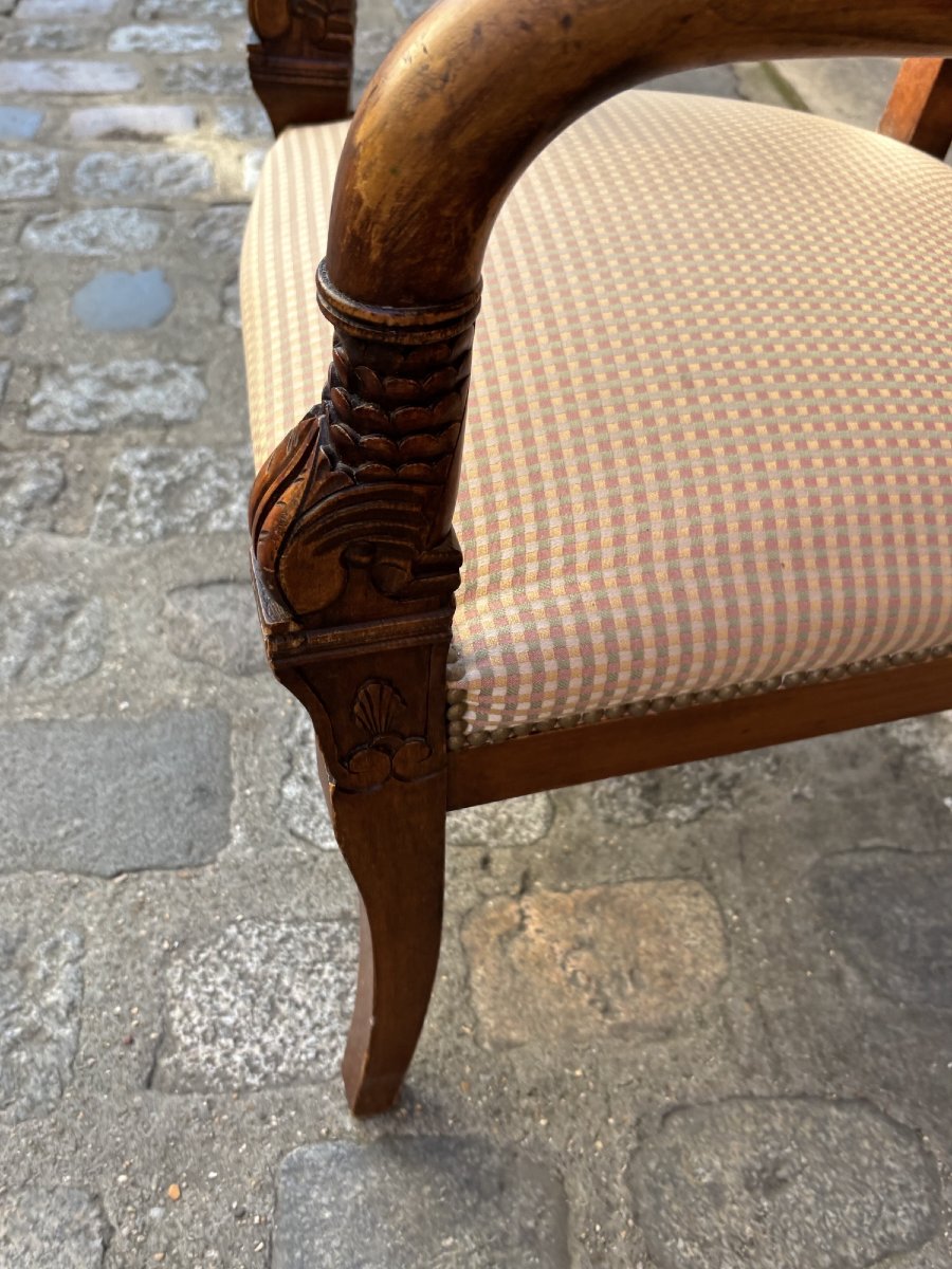 Ancienne paire de fauteuils fin du XIX eme siècle bois fruitier-photo-2