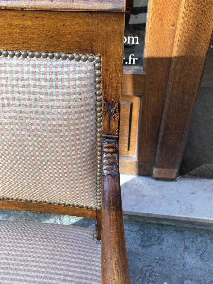 Ancienne paire de fauteuils fin du XIX eme siècle bois fruitier-photo-3