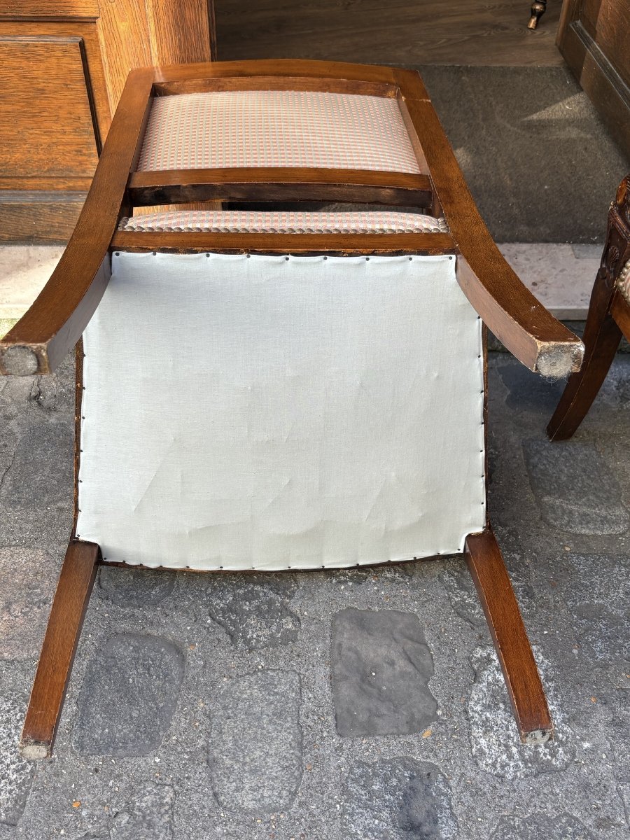 Ancienne paire de fauteuils fin du XIX eme siècle bois fruitier-photo-4