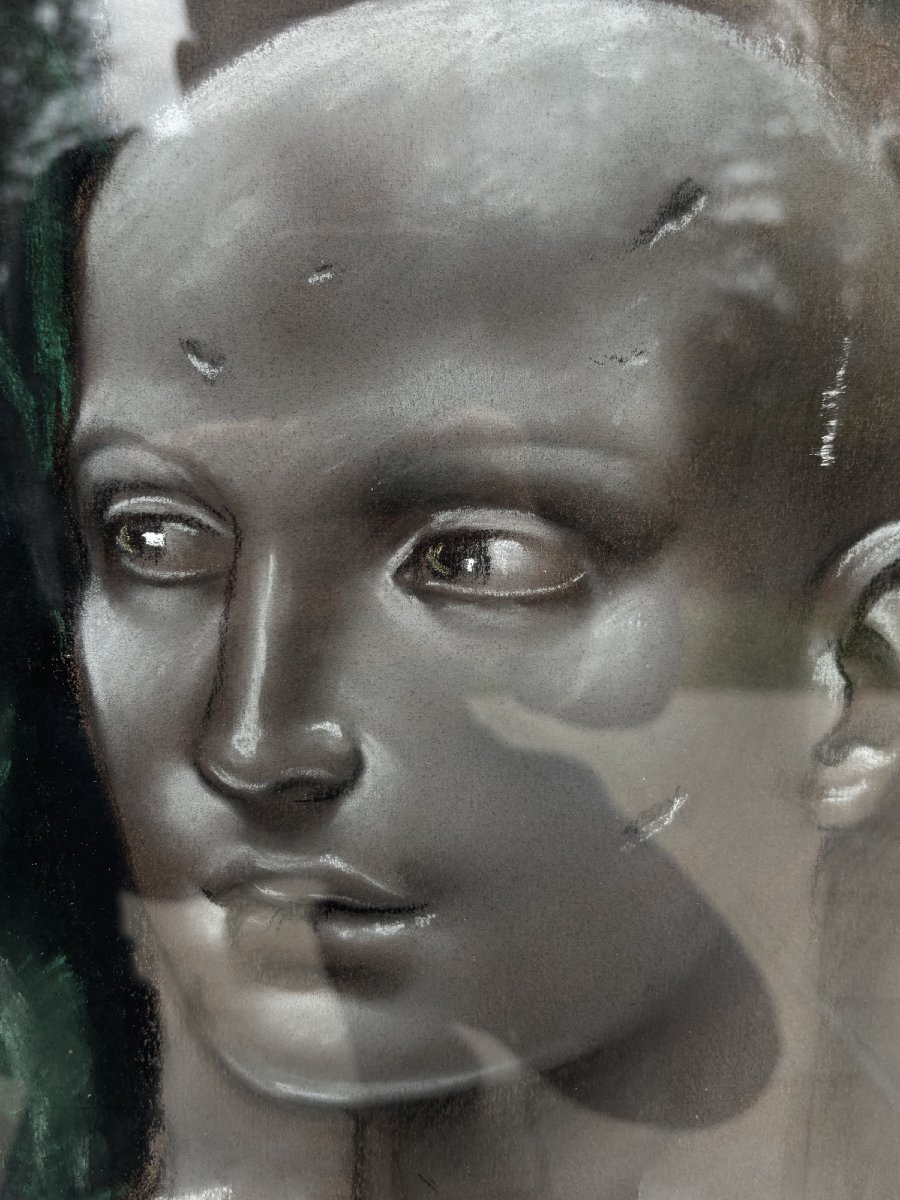  pastel ; le sculpteur par Thierry Bruet 86 epoque XX eme art moderne-photo-2