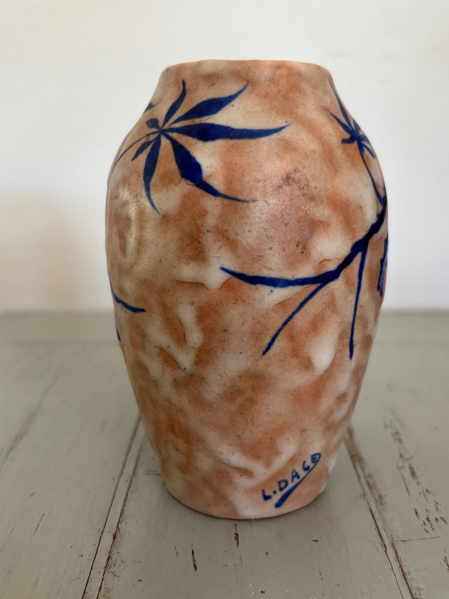 Ancien petit vase art déco céramique par Louis Dage  vers 1925 1930-photo-4