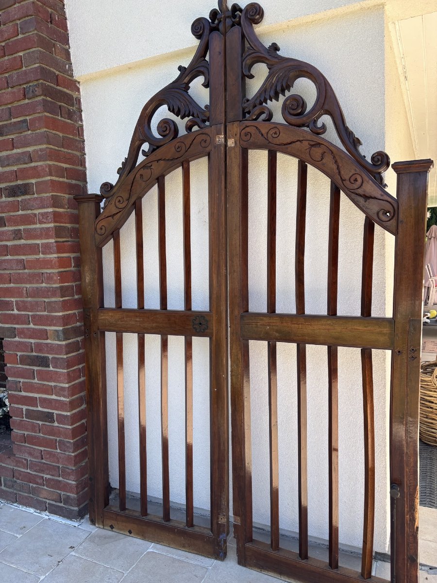 Antique Carved Mahogany Gate From The 19th Century (napoleon III Era), For Interior And Exterior Doors-photo-2