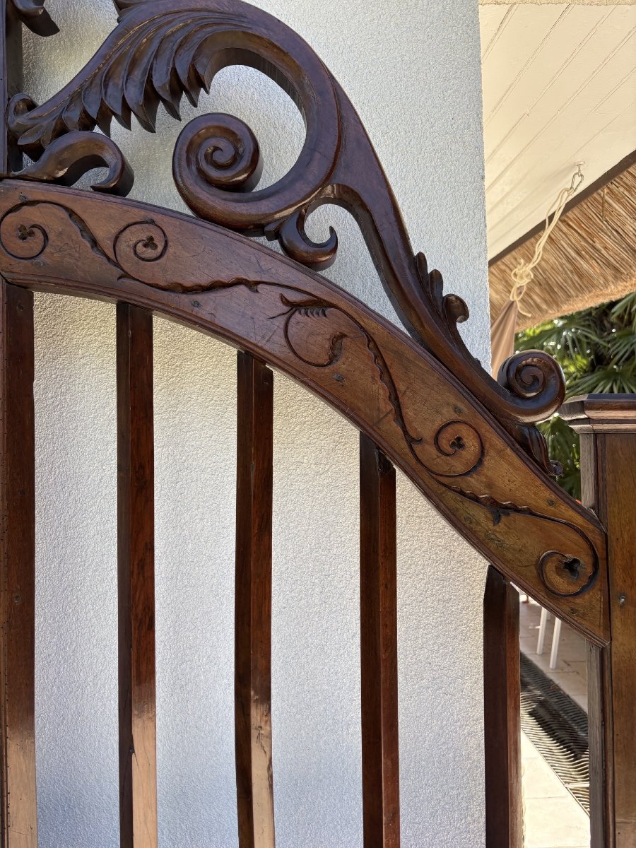 Antique Carved Mahogany Gate From The 19th Century (napoleon III Era), For Interior And Exterior Doors-photo-4