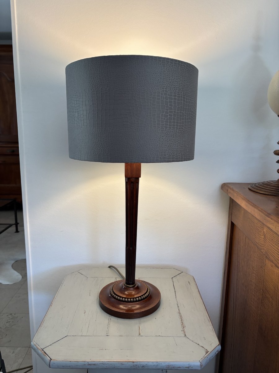 Antique Lamp, Circa 1925, Made Of Rosewood In The Art Deco Louis XVI Style -photo-2