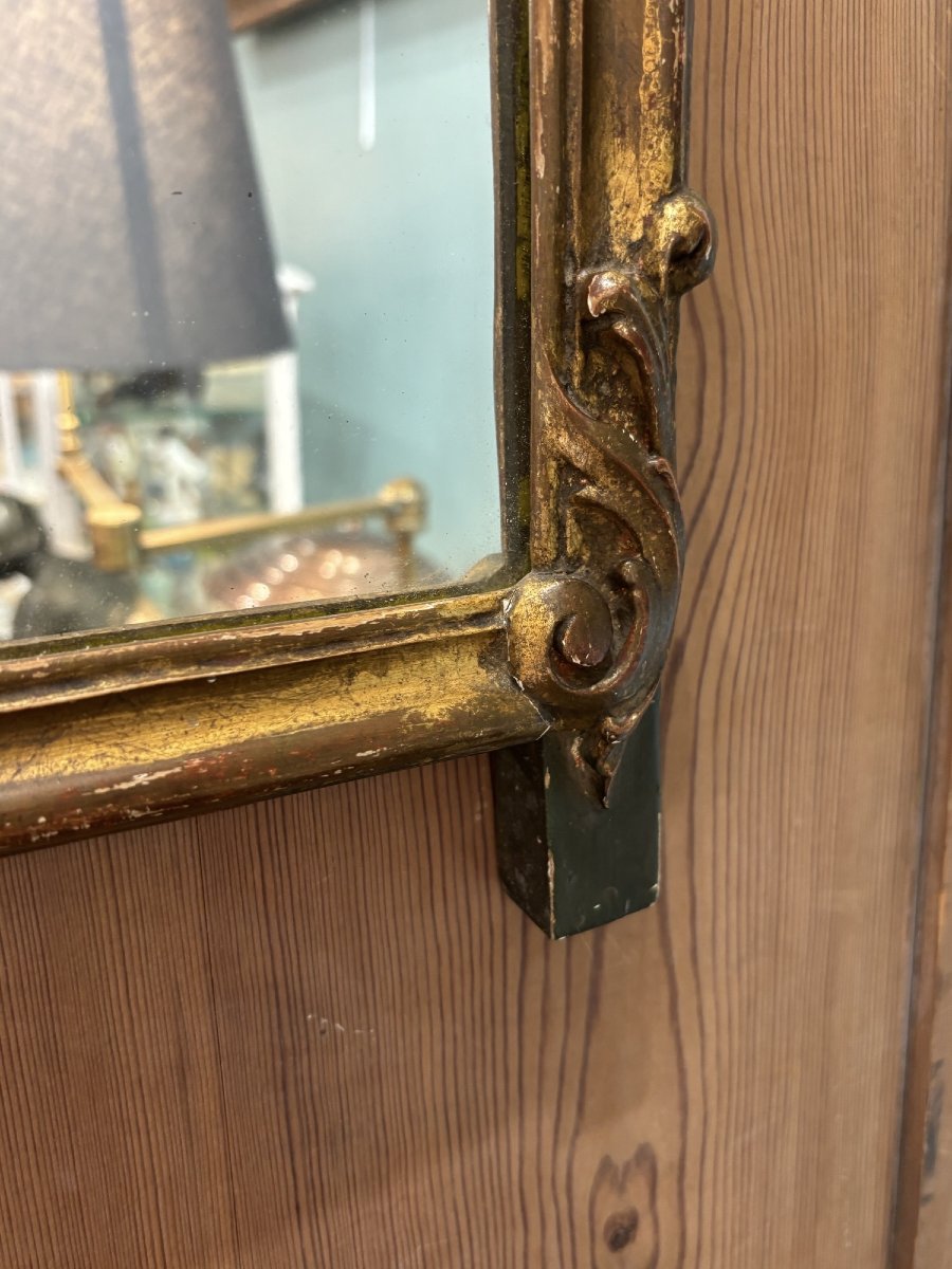 Ancien petit miroir Louis XV Louis XVI patine fin XIX eme siecle bois doré petit format-photo-4