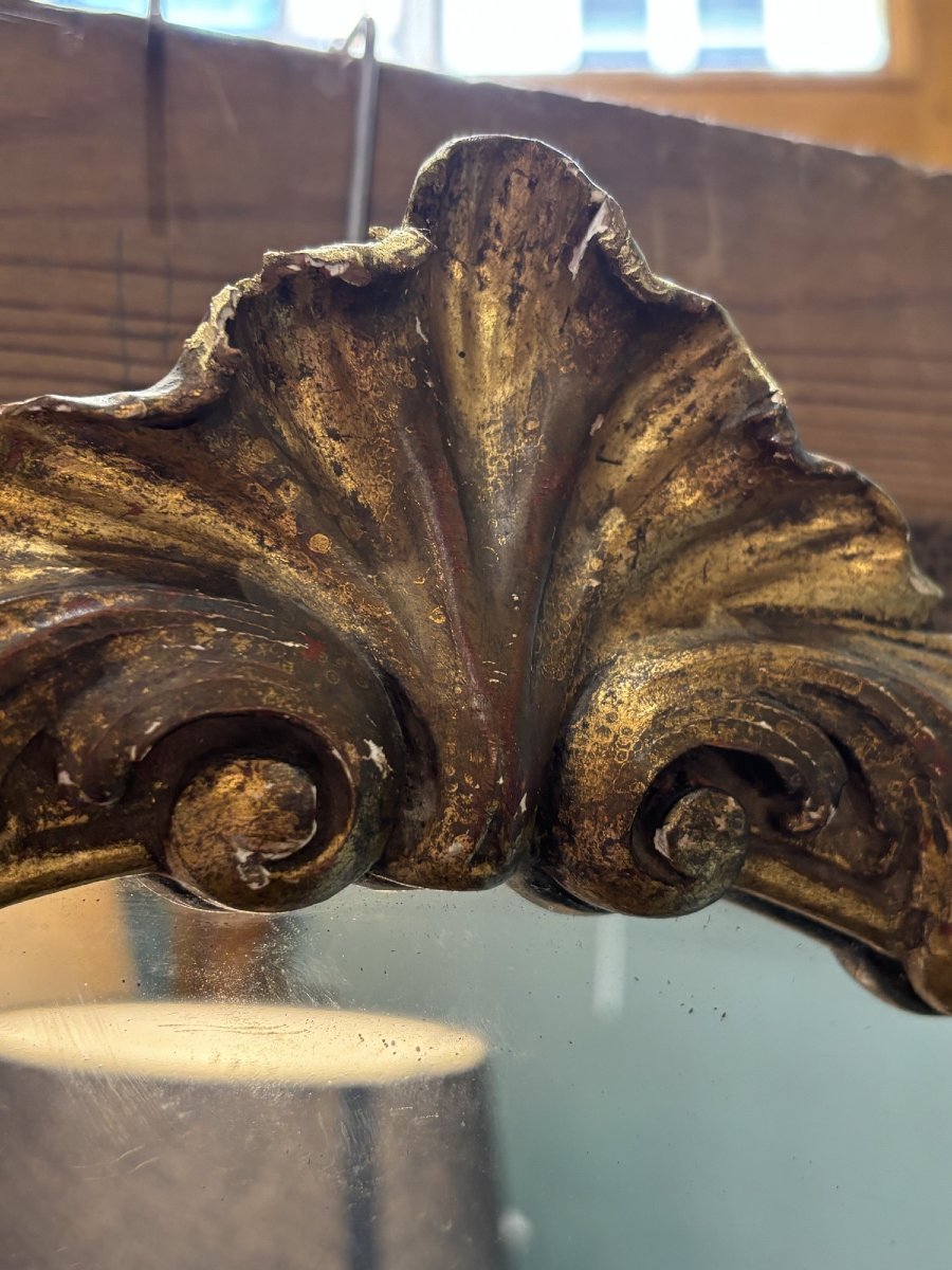 Ancien petit miroir Louis XV Louis XVI patine fin XIX eme siecle bois doré petit format-photo-1