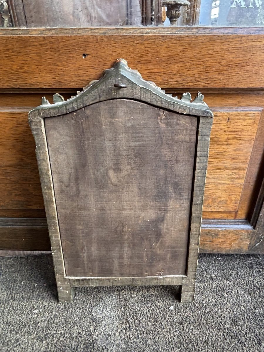 Ancien petit miroir Louis XV Louis XVI patine fin XIX eme siecle bois doré petit format-photo-4