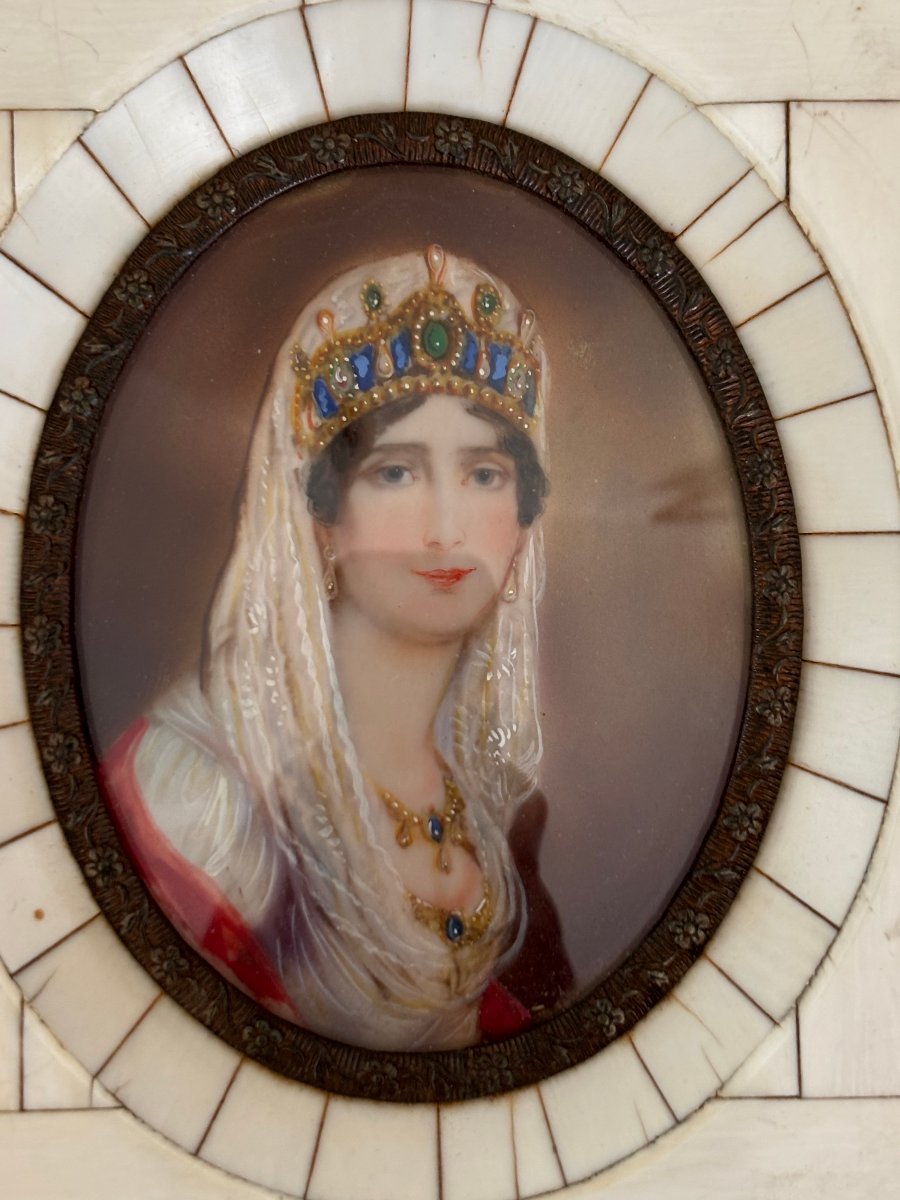Ancienne et petite miniature peinte  de  Josephine XIX eme siècle tableau portrait Napoleon -photo-4