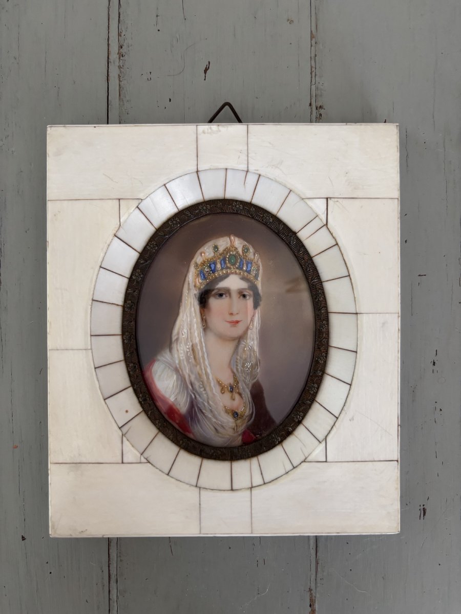 Ancienne et petite miniature peinte  de  Josephine XIX eme siècle tableau portrait Napoleon 