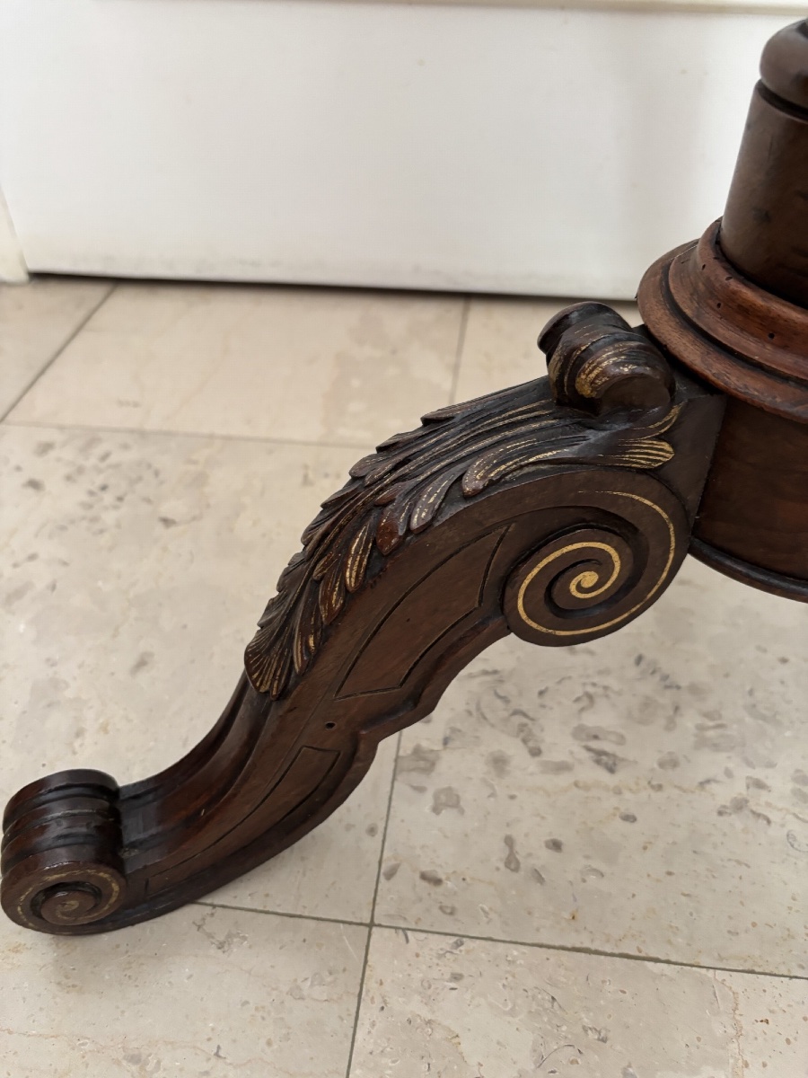 Antique Mahogany Music Stand For Duet Performers From The 19th Century, Featuring Musical Motifs And Gilded Woodwork-photo-5
