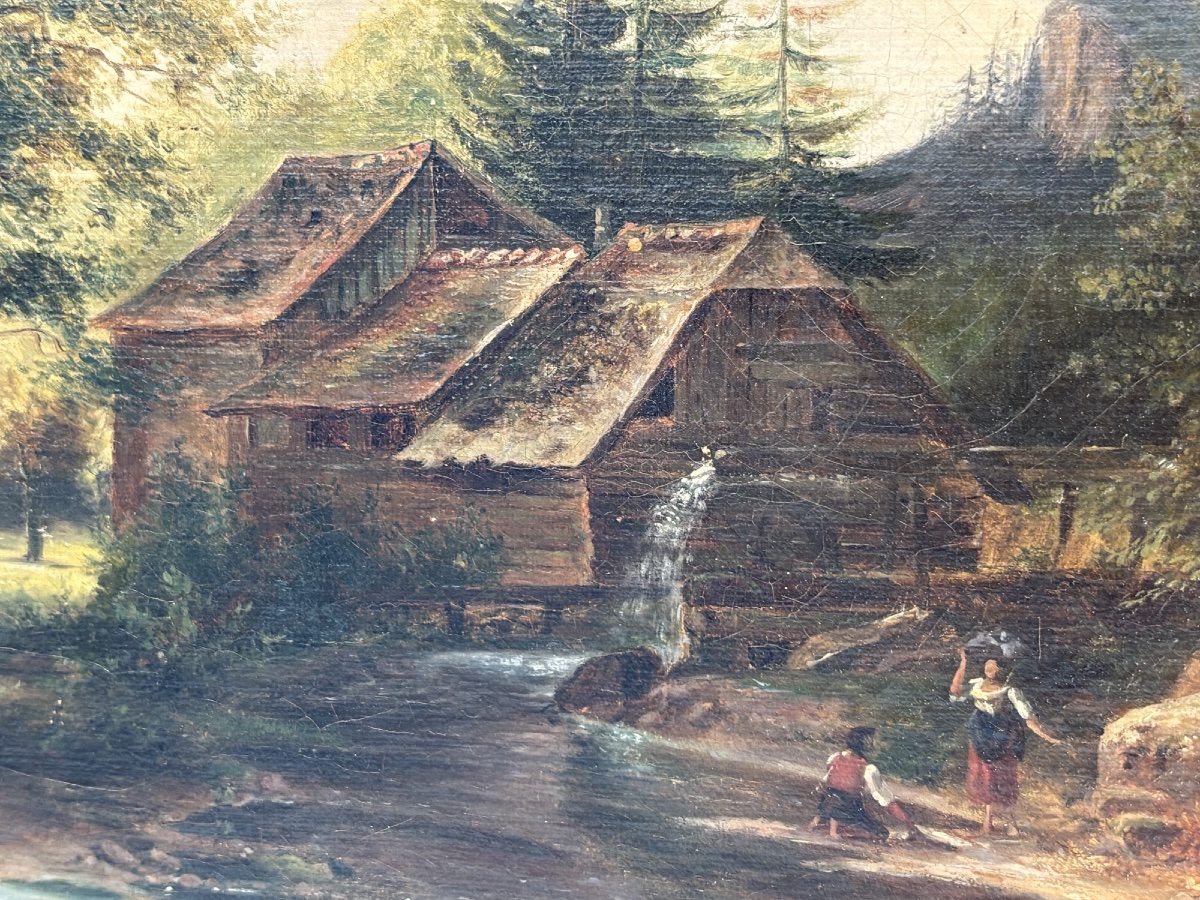 Ancien tableau huile sur toile époque XIX eme signé daté d'après Watelet HST -photo-1