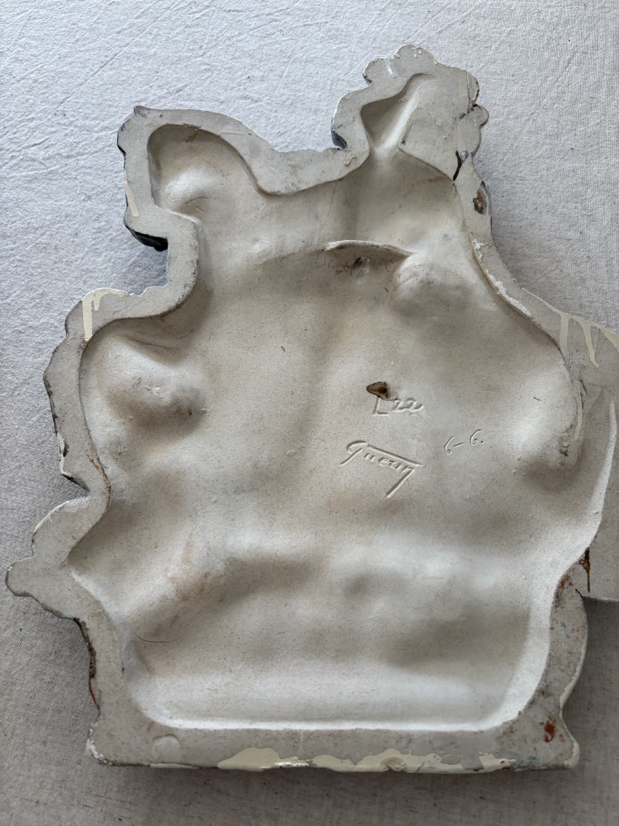 Antique Glazed Terracotta Bas-relief Sculpture, *the Knight*, By Guerin-photo-4