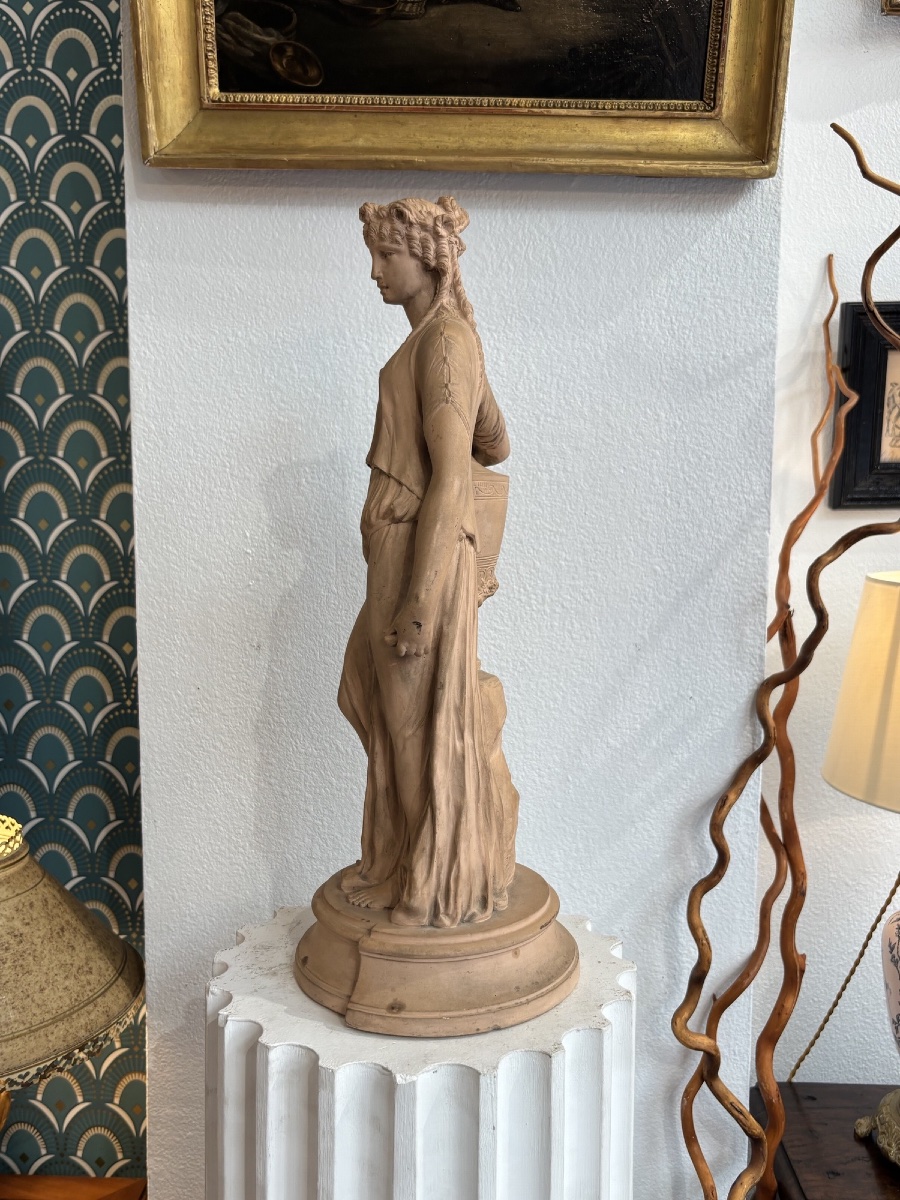 Antique-style Terracotta Sculpture, Late 19th Century, Titled *la Flore* By Clodion, 45 Cm-photo-2