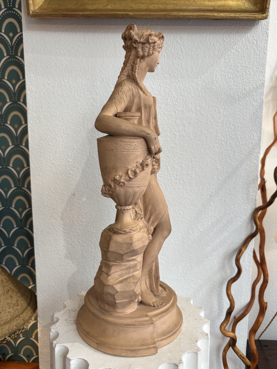 Antique-style Terracotta Sculpture, Late 19th Century, Titled *la Flore* By Clodion, 45 Cm-photo-4