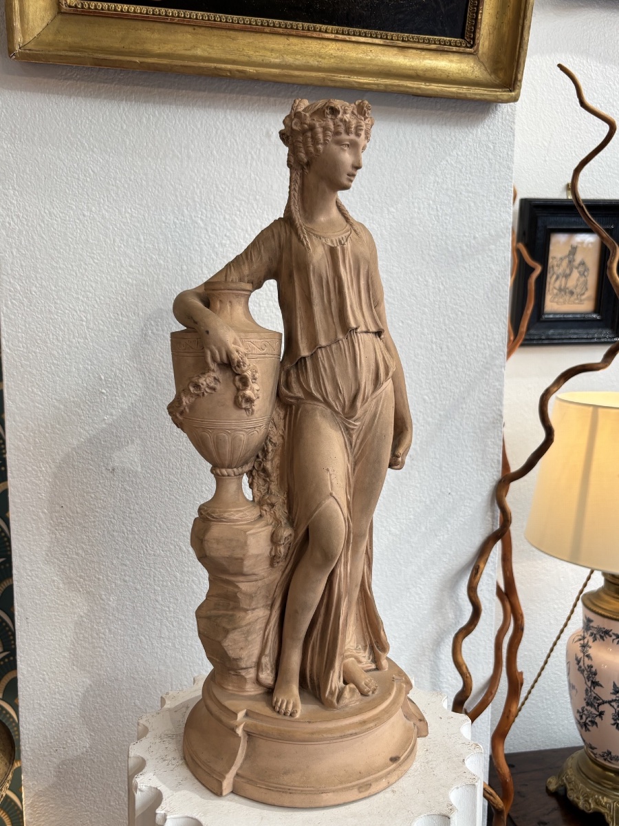 Antique-style Terracotta Sculpture, Late 19th Century, Titled *la Flore* By Clodion, 45 Cm-photo-1