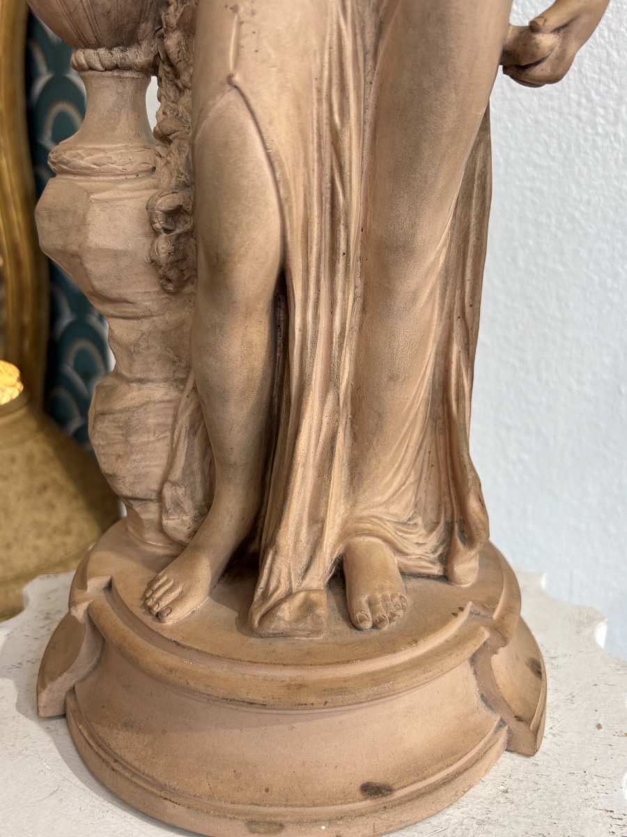 Antique-style Terracotta Sculpture, Late 19th Century, Titled *la Flore* By Clodion, 45 Cm-photo-3