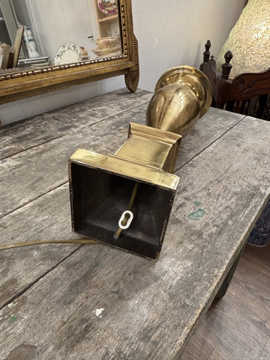 Ancienne grande lampe vintage en bronze Hollywood regency -photo-4