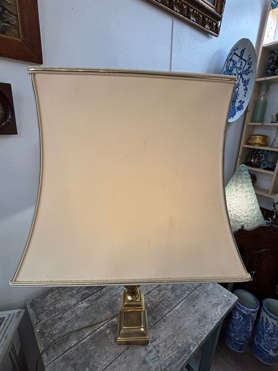 Ancienne grande lampe vintage en bronze Hollywood regency -photo-6