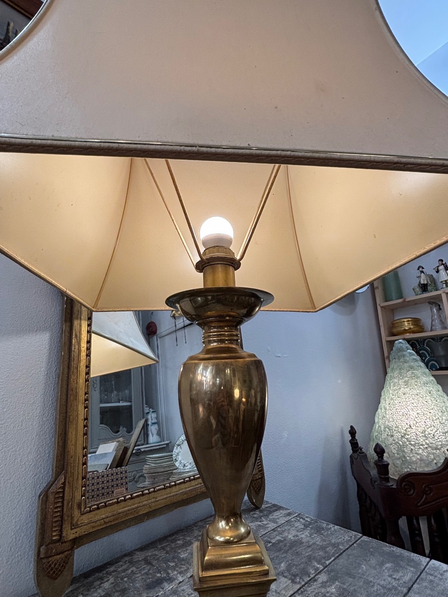 Ancienne grande lampe vintage en bronze Hollywood regency -photo-8