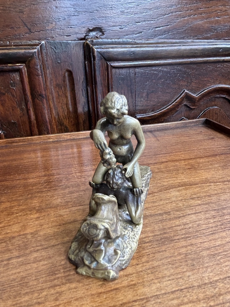 ANCIEN PETIT BRONZE ÉROTIQUE VIENNE BACCHANTE SATYRE PAR BERGMAN, VERS 1900 erotica curiosa-photo-4