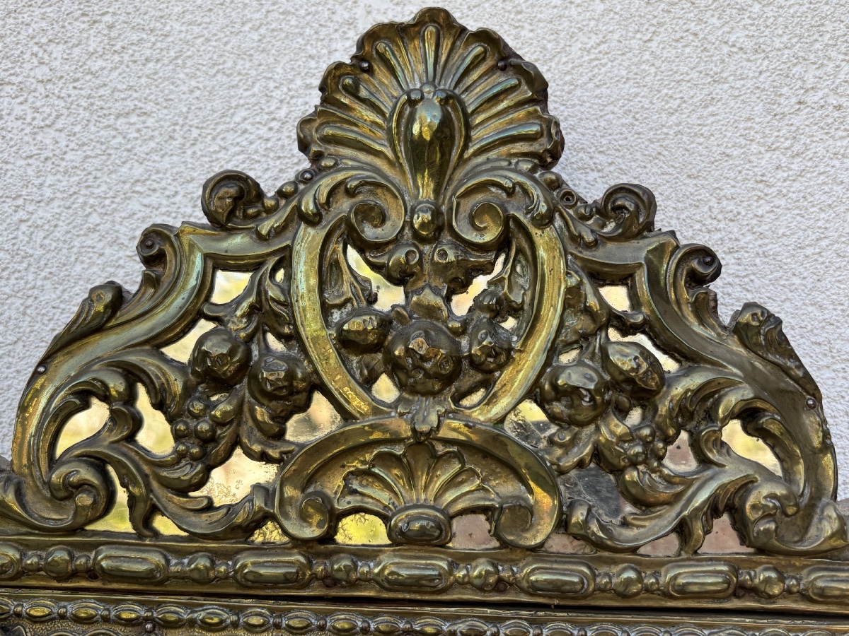 Antique Louis XIV-style Mirror With Pediment And Framing, 19th Century-photo-2