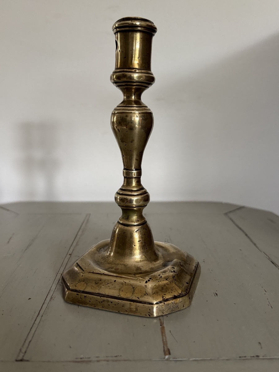 Ancien bougeoir en bronze Haute Epoque XVI / XVII eme siècle Flandre louis XIII-photo-4