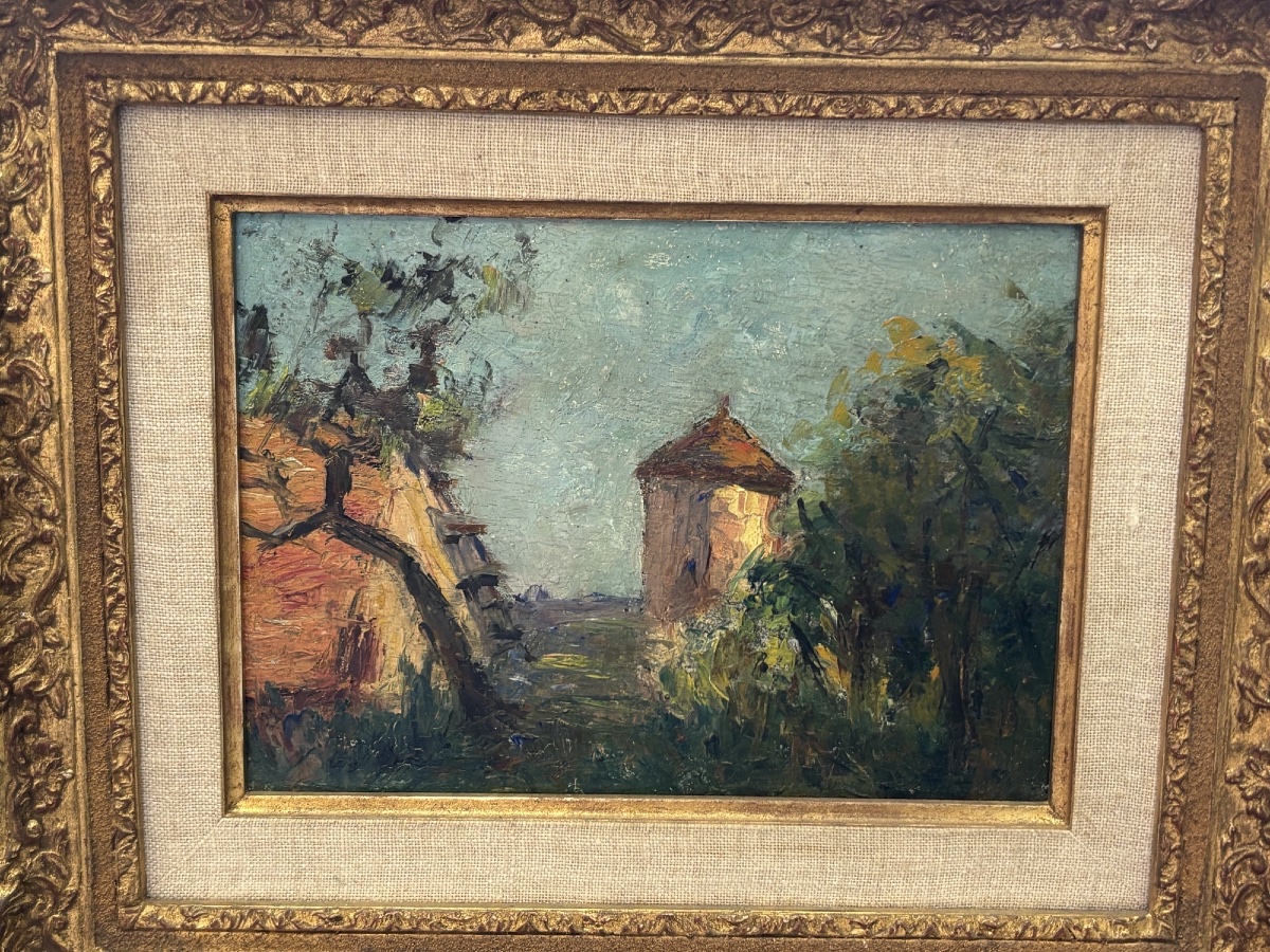 Ancien petit tableau le colombier en Bourbonnais fin du XIX eme Huile sur panneau HSP allier-photo-3