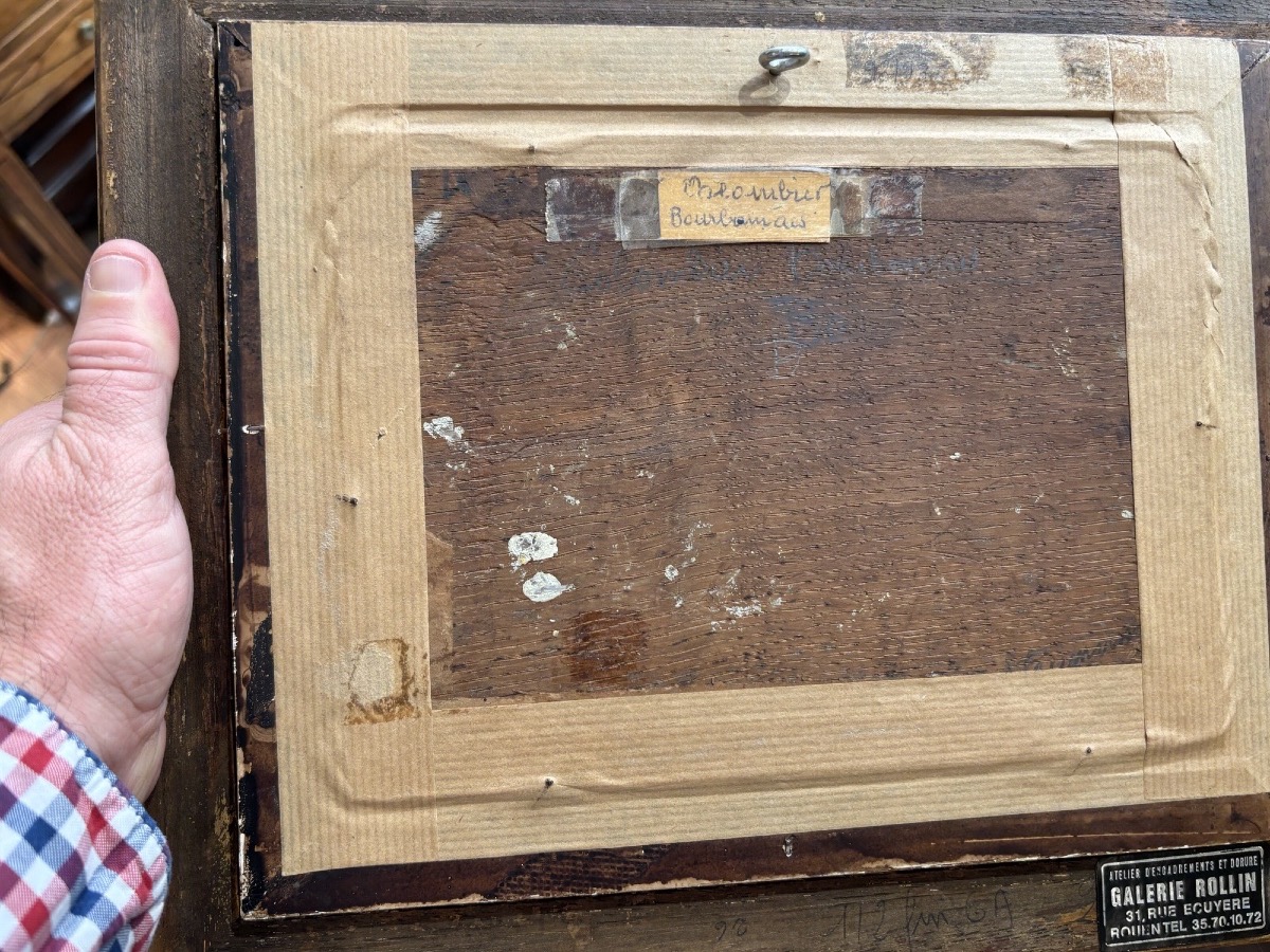 Ancien petit tableau le colombier en Bourbonnais fin du XIX eme Huile sur panneau HSP allier-photo-2