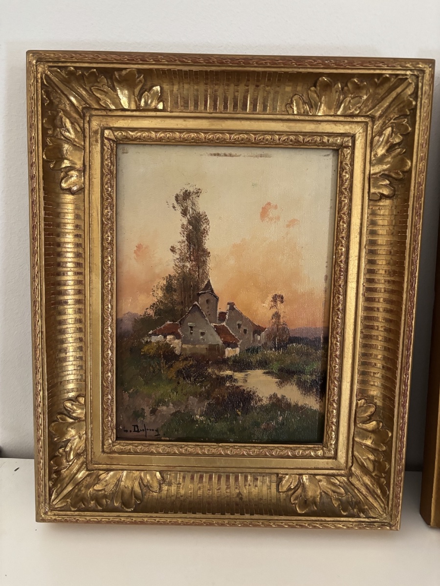 Paire de tableaux anciens L Dupuy  pour Galien Laloue huile sur panneau vers 1900 -photo-3