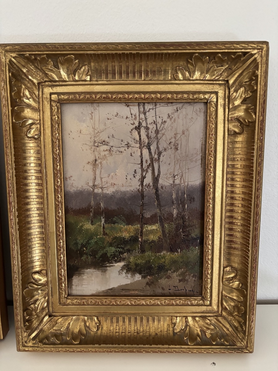 Paire de tableaux anciens L Dupuy  pour Galien Laloue huile sur panneau vers 1900 -photo-4
