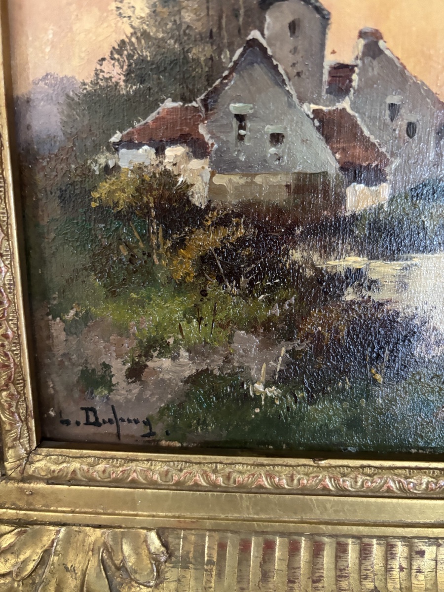Paire de tableaux anciens L Dupuy  pour Galien Laloue huile sur panneau vers 1900 -photo-3