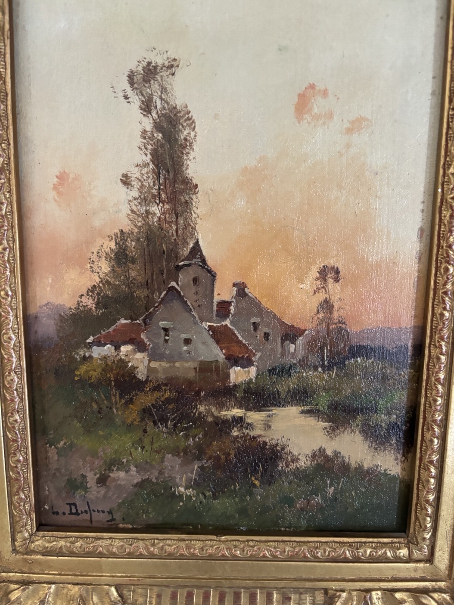 Paire de tableaux anciens L Dupuy  pour Galien Laloue huile sur panneau vers 1900 -photo-4