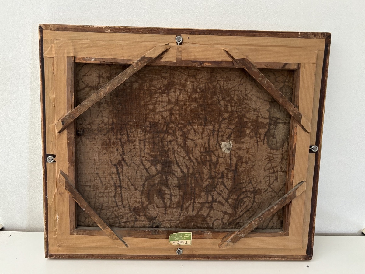 Ancien petit tableau à l'huile sur toile, école italienne vers 1820-photo-3